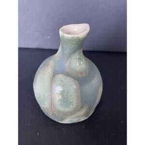 Vintage Japanese Handcrafted Miniture Vase Ceramic Handpainted Signed Artisan